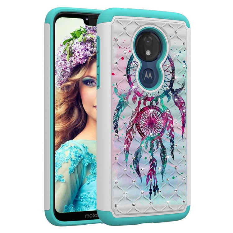 Patterned Rhinestone Decor PC TPU Combo Back Case for Motorola Moto G7 Power (US Version) - Dream Catcher-9
