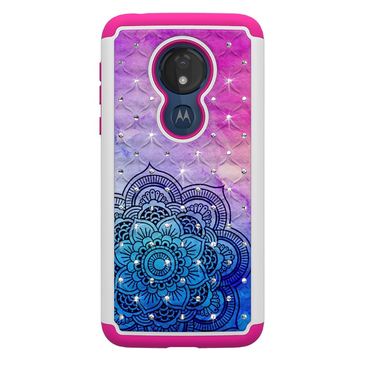 Patterned Rhinestone Decor PC TPU Protection Case for Motorola Moto G7 Power (US Version) - Mandala Flower-4