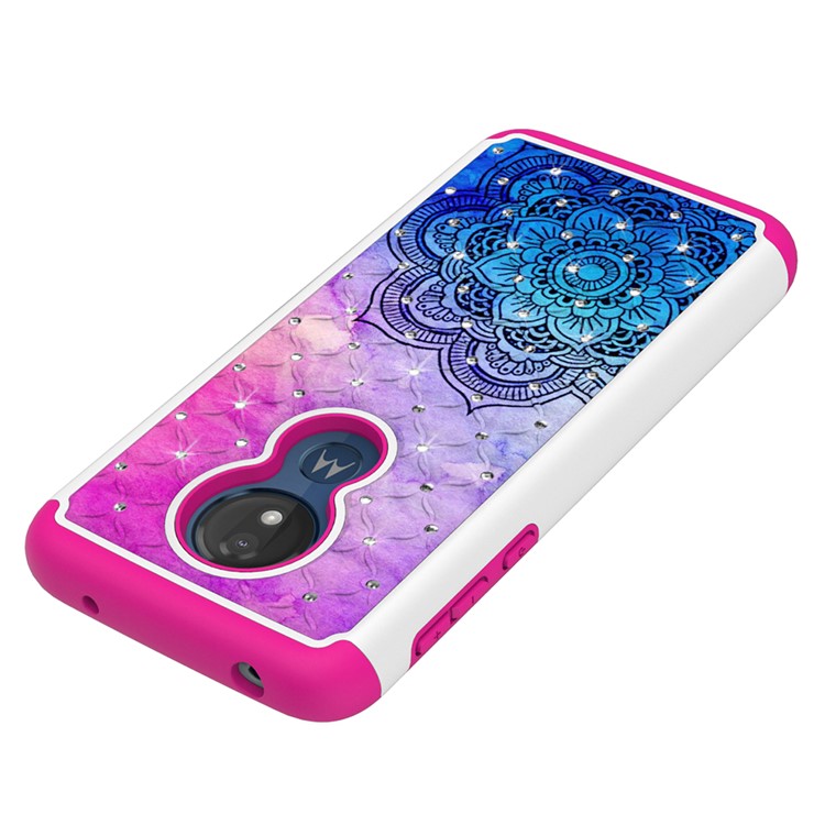 Patterned Rhinestone Decor PC TPU Protection Case for Motorola Moto G7 Power (US Version) - Mandala Flower-6