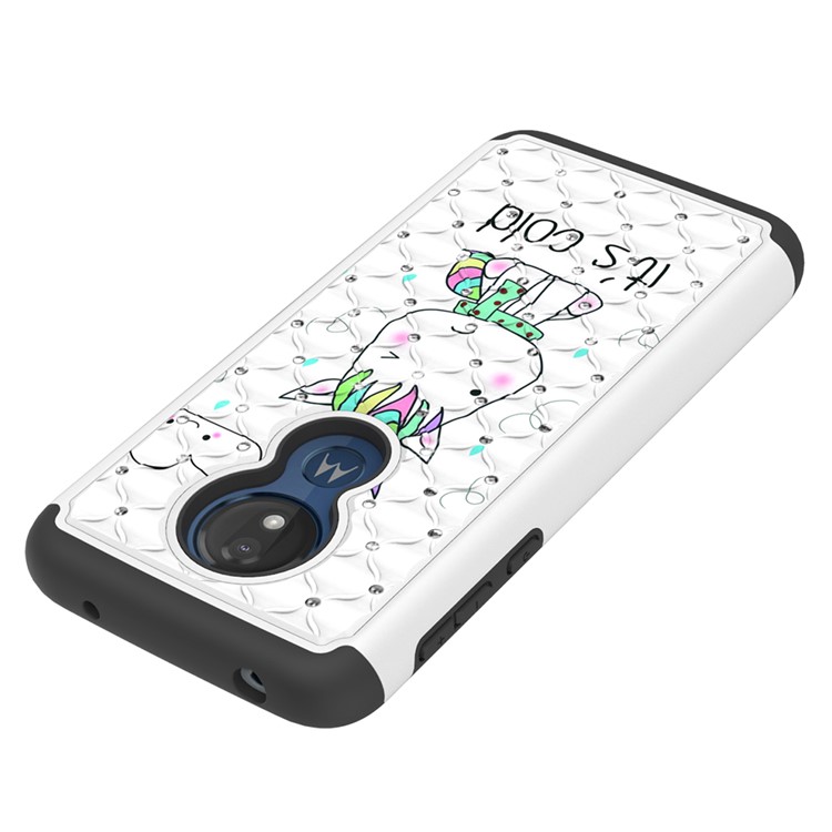 Patterned Rhinestone Decor PC TPU Protection Case for Motorola Moto G7 Power (US Version) - Cold Unicorn-2