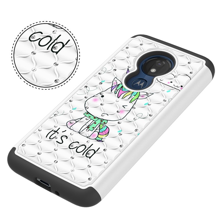 Patterned Rhinestone Decor PC TPU Protection Case for Motorola Moto G7 Power (US Version) - Cold Unicorn-3