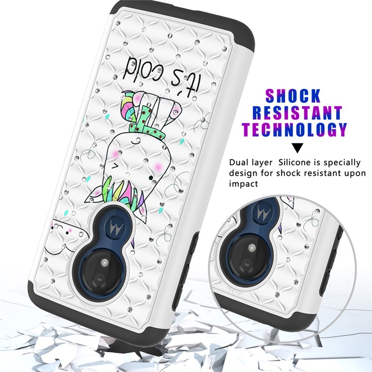 Patterned Rhinestone Decor PC TPU Protection Case for Motorola Moto G7 Power (US Version) - Cold Unicorn-5