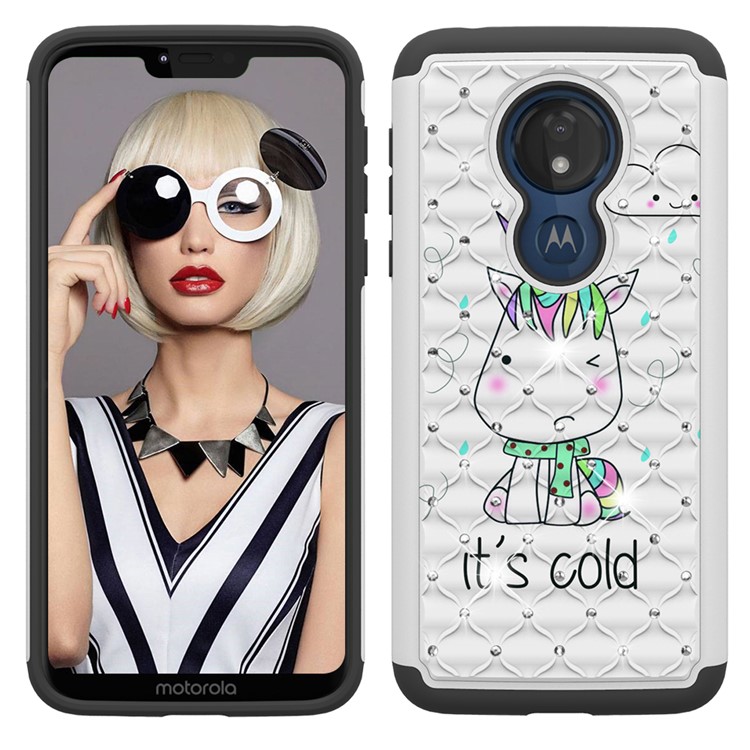 Patterned Rhinestone Decor PC TPU Protection Case for Motorola Moto G7 Power (US Version) - Cold Unicorn-7