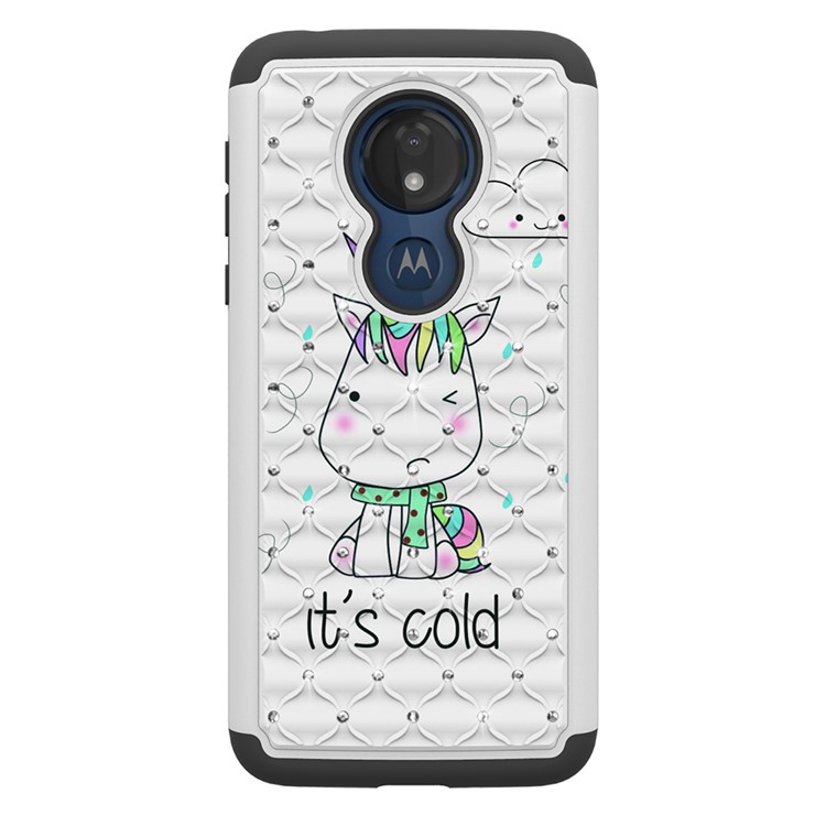 Patterned Rhinestone Decor PC TPU Protection Case for Motorola Moto G7 Power (US Version) - Cold Unicorn-8