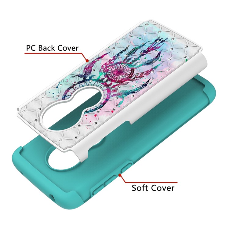 Patterned Rhinestone Decor PC TPU Cell Phone Cover for Motorola Moto G7 Play (US Version) - Dream Catcher-4