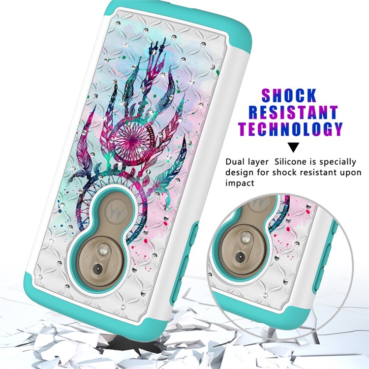Patterned Rhinestone Decor PC TPU Cell Phone Cover for Motorola Moto G7 Play (US Version) - Dream Catcher-5