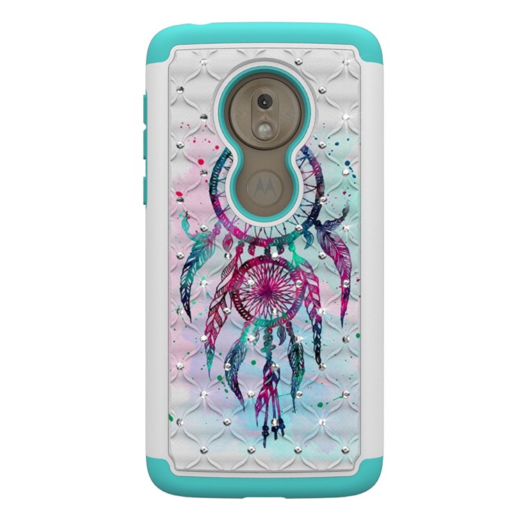 Patterned Rhinestone Decor PC TPU Cell Phone Cover for Motorola Moto G7 Play (US Version) - Dream Catcher-8