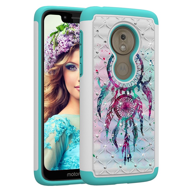 Patterned Rhinestone Decor PC TPU Cell Phone Cover for Motorola Moto G7 Play (US Version) - Dream Catcher-9