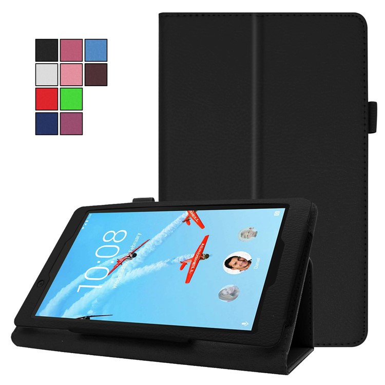 Litchi Texture Leather Stand Protective Case for Lenovo Tab E8 - Black-2