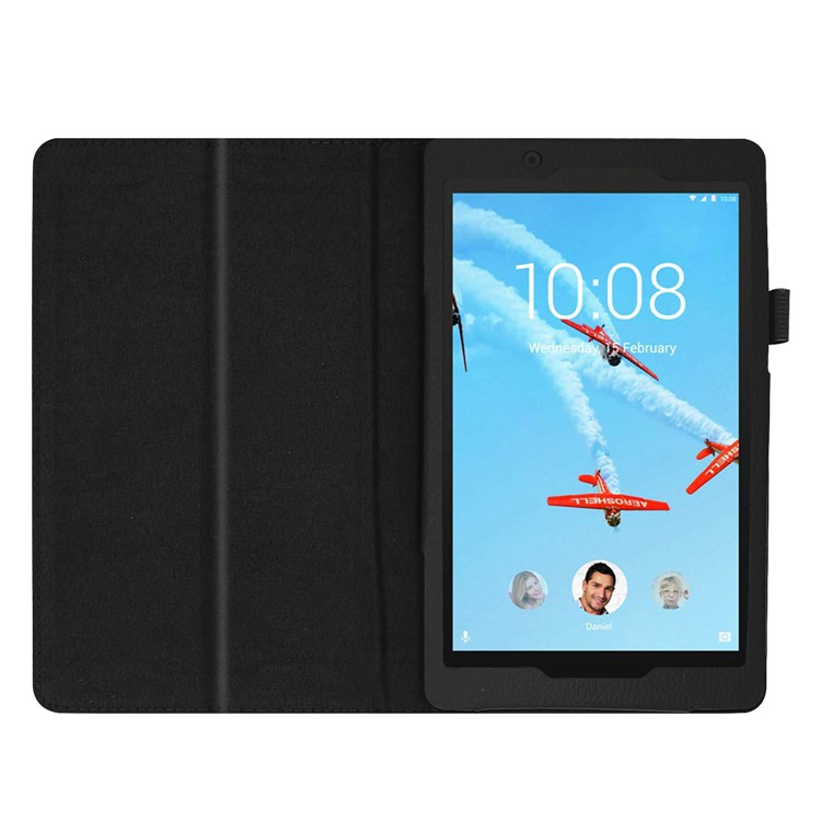 Litchi Texture Leather Stand Protective Case for Lenovo Tab E8 - Black-3