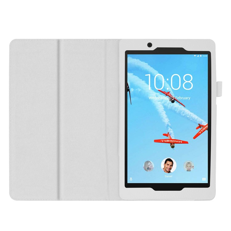 Litchi Texture Leather Stand Protective Case for Lenovo Tab E8 - White-3