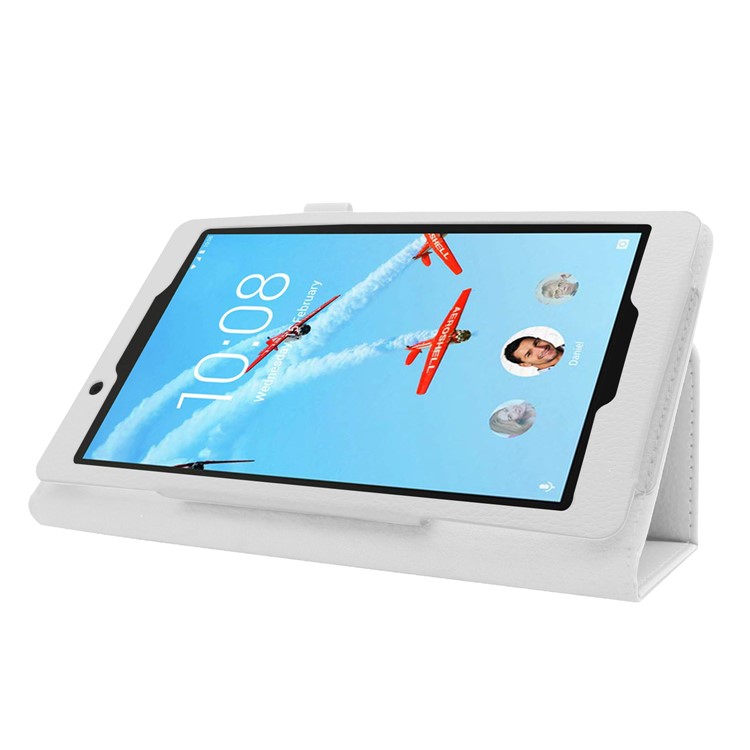 Litchi Texture Leather Stand Protective Case for Lenovo Tab E8 - White-5