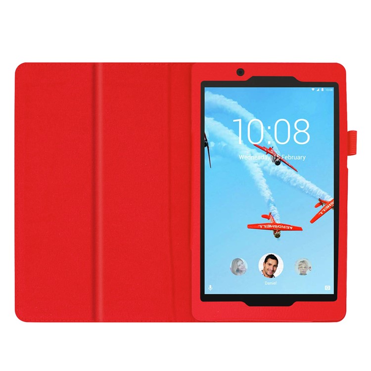 Litchi Texture Leather Stand Protective Case for Lenovo Tab E8 - Red-3