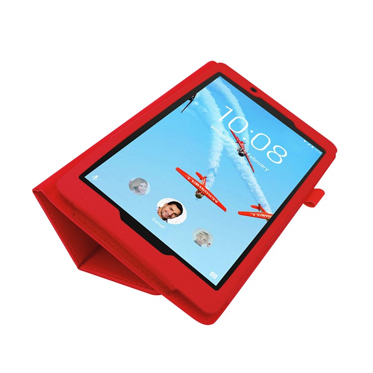 Litchi Texture Leather Stand Protective Case for Lenovo Tab E8 - Red-4