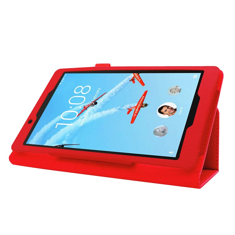 Litchi Texture Leather Stand Protective Case for Lenovo Tab E8 - Red-5