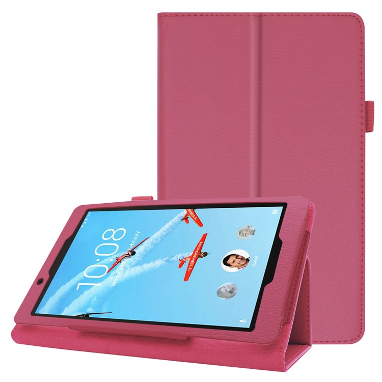 Litchi Texture Leather Stand Protective Case for Lenovo Tab E8 - Rose-1