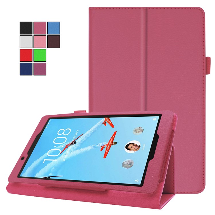 Litchi Texture Leather Stand Protective Case for Lenovo Tab E8 - Rose-2