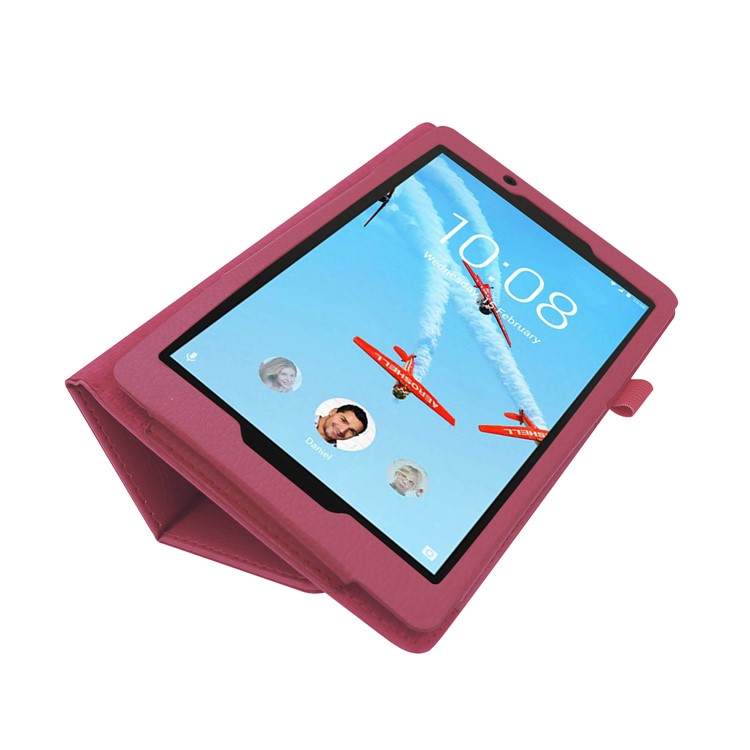 Litchi Texture Leather Stand Protective Case for Lenovo Tab E8 - Rose-4