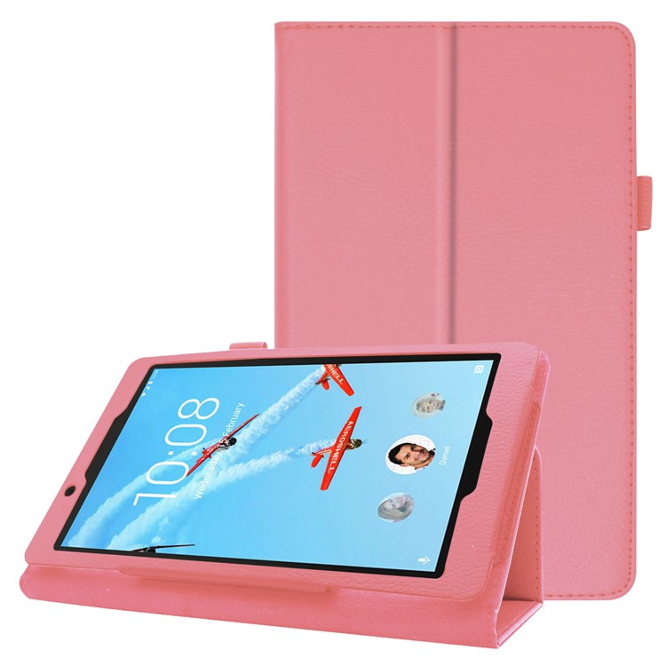 Litchi Texture Leather Stand Protective Case for Lenovo Tab E8 - Pink-1
