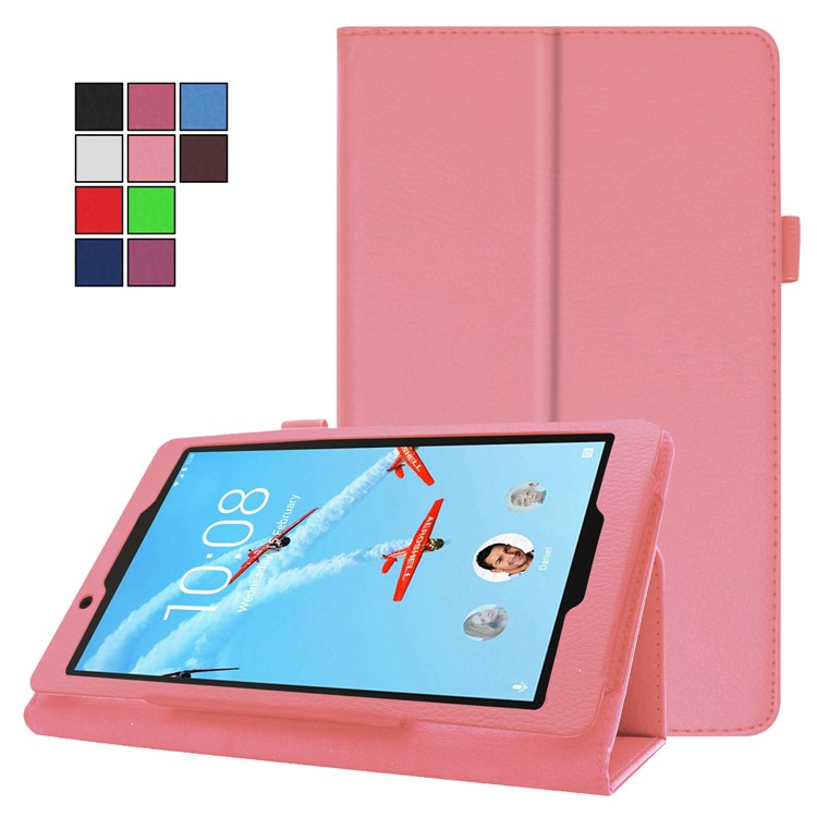Litchi Texture Leather Stand Protective Case for Lenovo Tab E8 - Pink-2