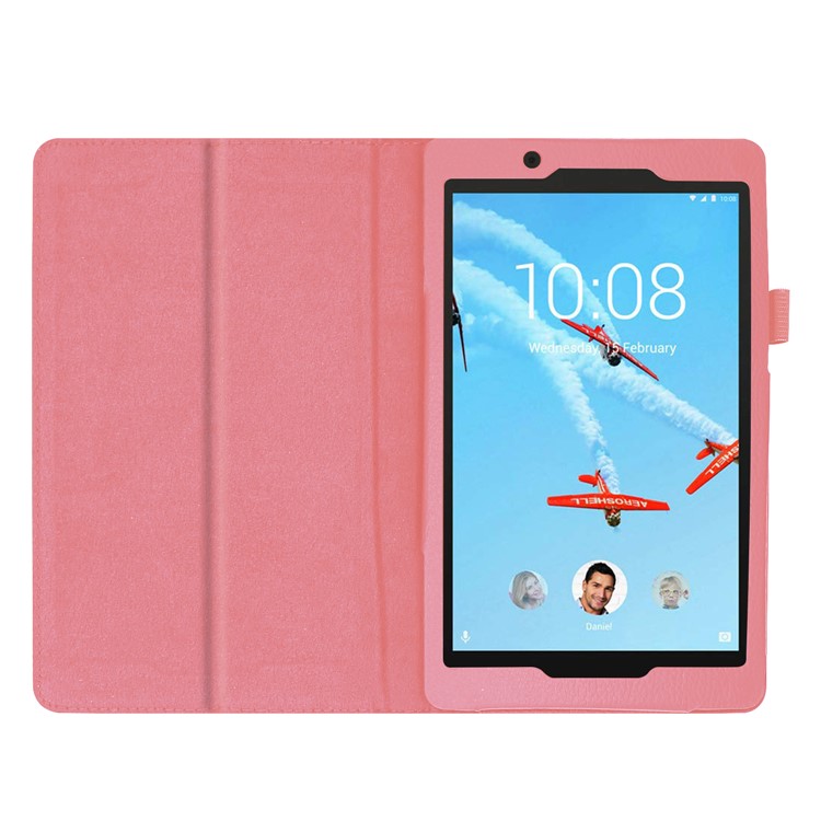 Litchi Texture Leather Stand Protective Case for Lenovo Tab E8 - Pink-3