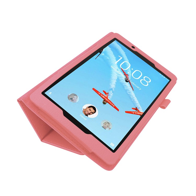 Litchi Texture Leather Stand Protective Case for Lenovo Tab E8 - Pink-4