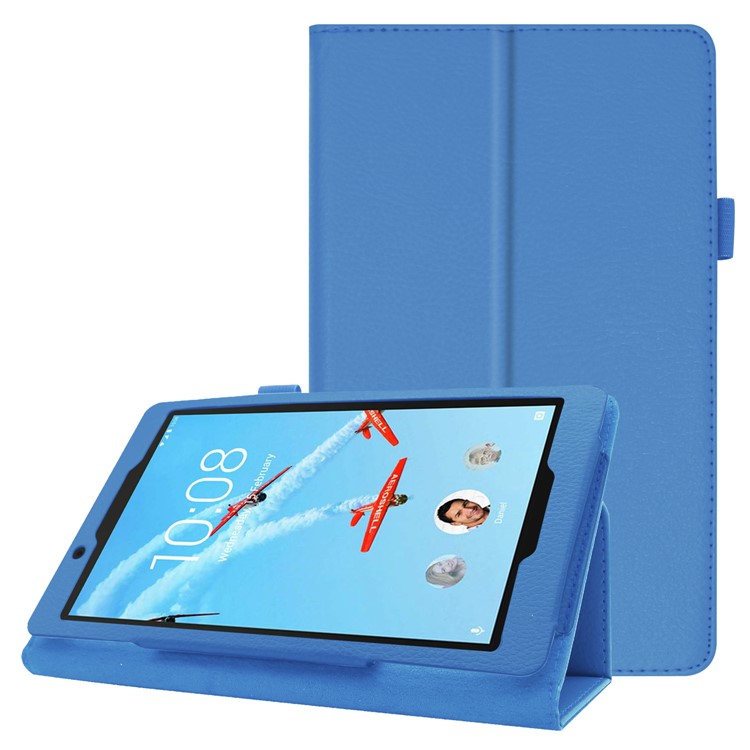 Litchi Texture Leather Stand Protective Case for Lenovo Tab E8 - Baby Blue-1