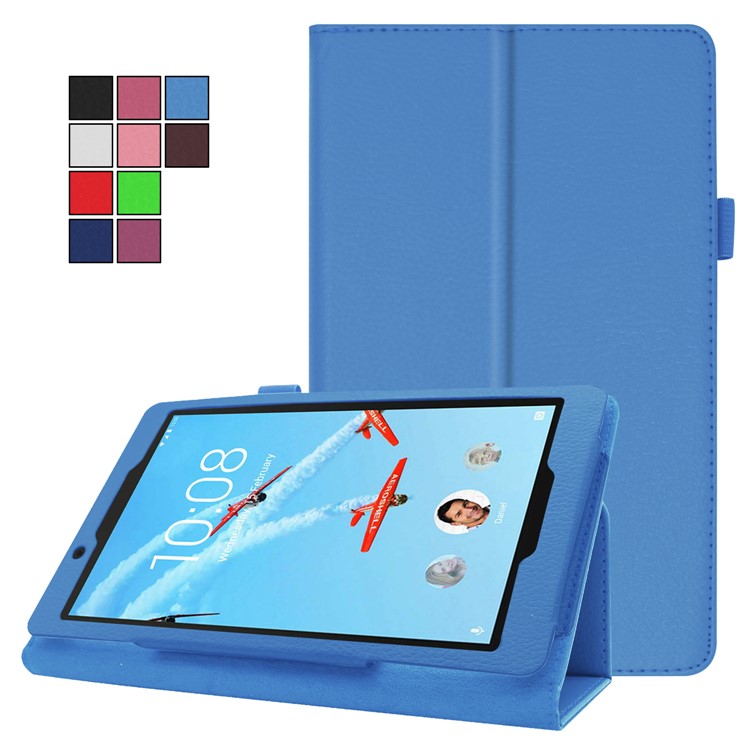 Litchi Texture Leather Stand Protective Case for Lenovo Tab E8 - Baby Blue-2