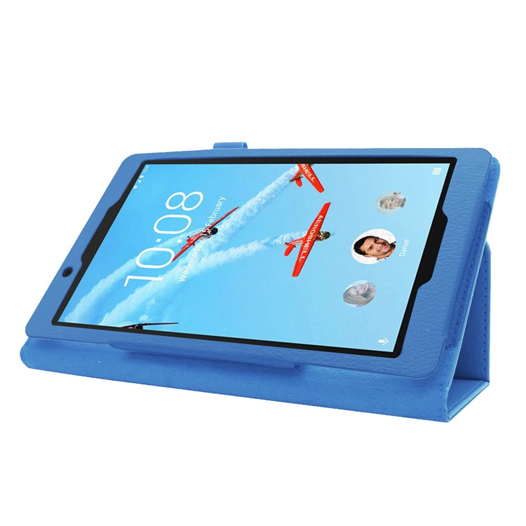 Litchi Texture Leather Stand Protective Case for Lenovo Tab E8 - Baby Blue-5