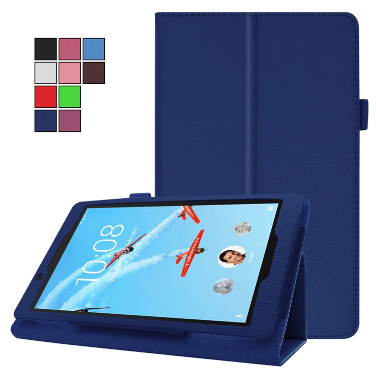 Litchi Texture Leather Stand Protective Case for Lenovo Tab E8 - Dark Blue-2