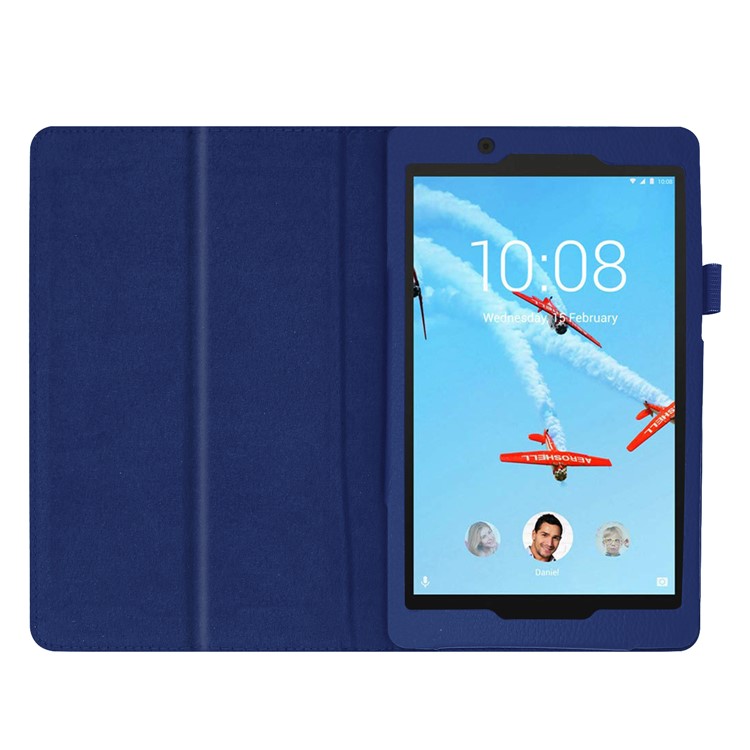 Litchi Texture Leather Stand Protective Case for Lenovo Tab E8 - Dark Blue-3