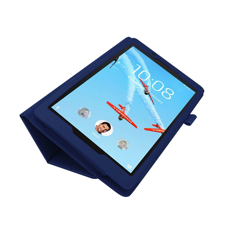 Litchi Texture Leather Stand Protective Case for Lenovo Tab E8 - Dark Blue-4
