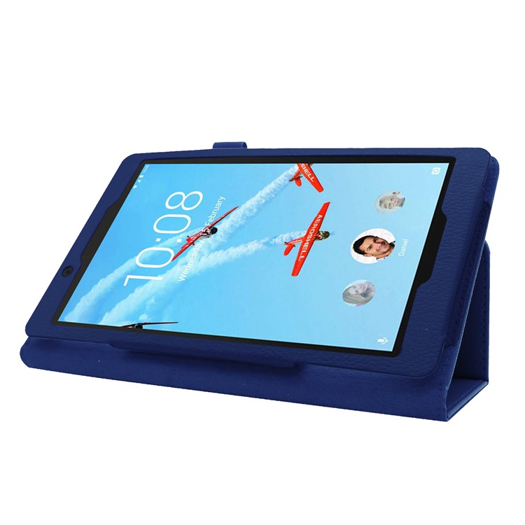 Litchi Texture Leather Stand Protective Case for Lenovo Tab E8 - Dark Blue-5