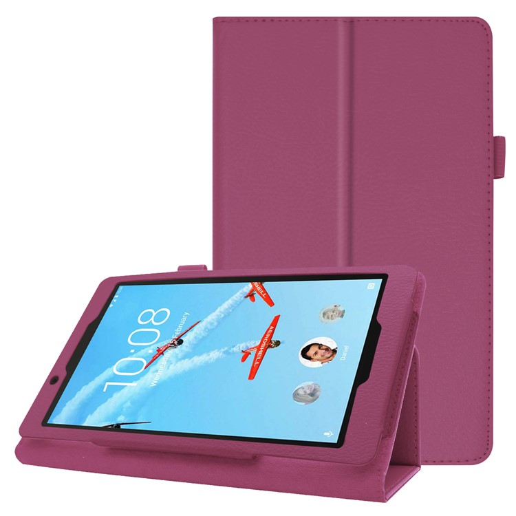 Litchi Texture Leather Stand Protective Case for Lenovo Tab E8 - Purple-1