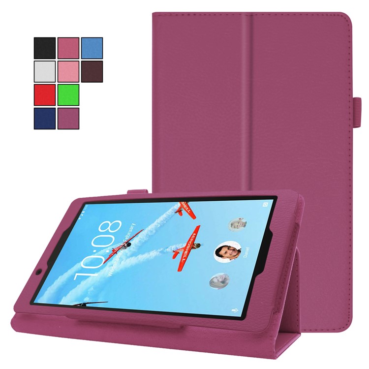 Litchi Texture Leather Stand Protective Case for Lenovo Tab E8 - Purple-2