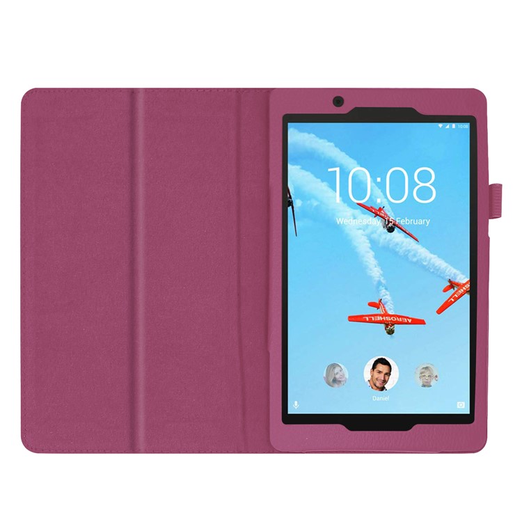 Litchi Texture Leather Stand Protective Case for Lenovo Tab E8 - Purple-3