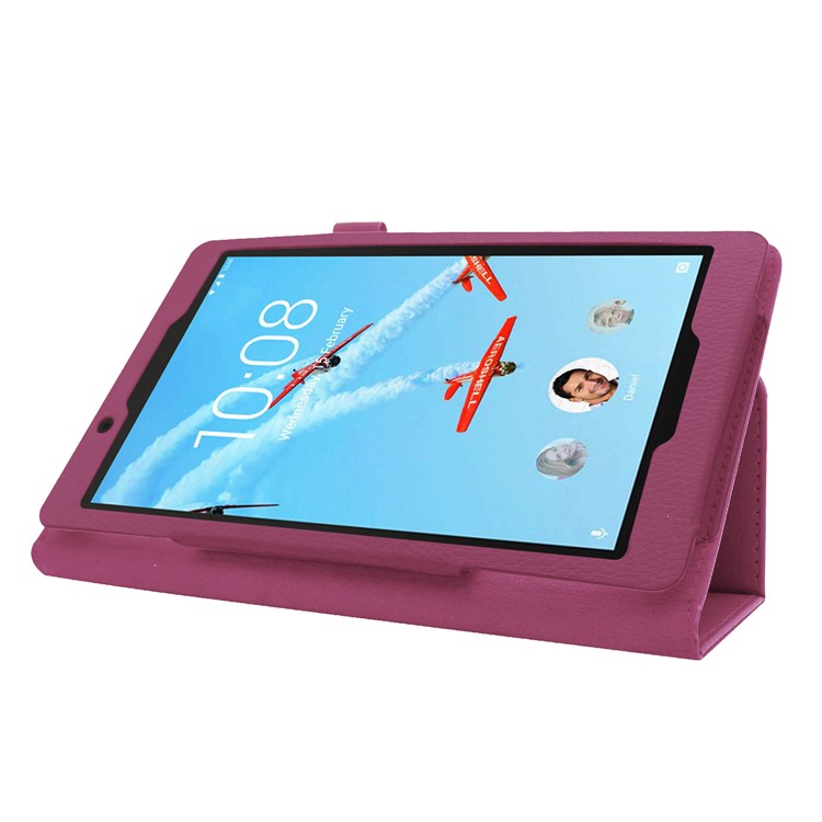 Litchi Texture Leather Stand Protective Case for Lenovo Tab E8 - Purple-5