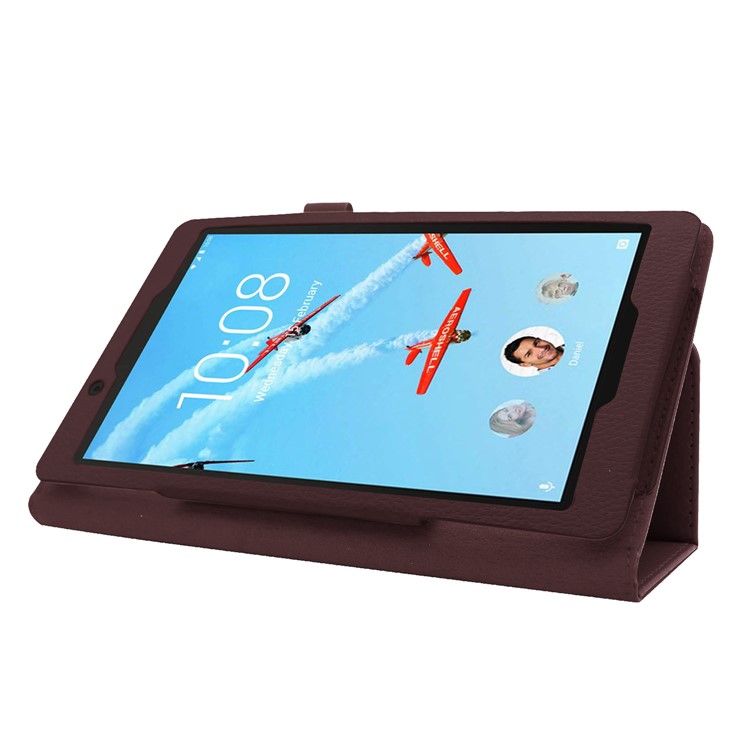 Litchi Texture Leather Stand Protective Case for Lenovo Tab E8 - Brown-5