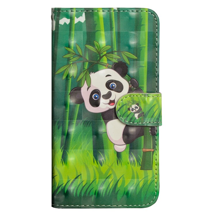 Light Spot Decor Patterned Leather Wallet Stand Case for Motorola Moto G7 - Panda-1