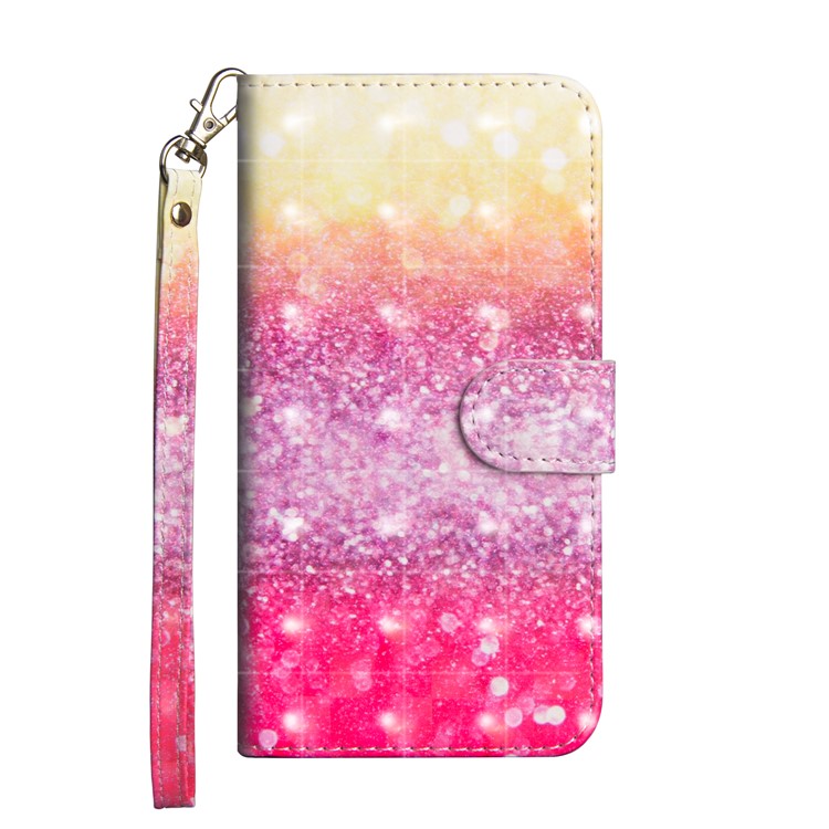 Light Spot Decor Patterned Leather Wallet Stand Case for Motorola Moto G7 - Colorized Pattern-2