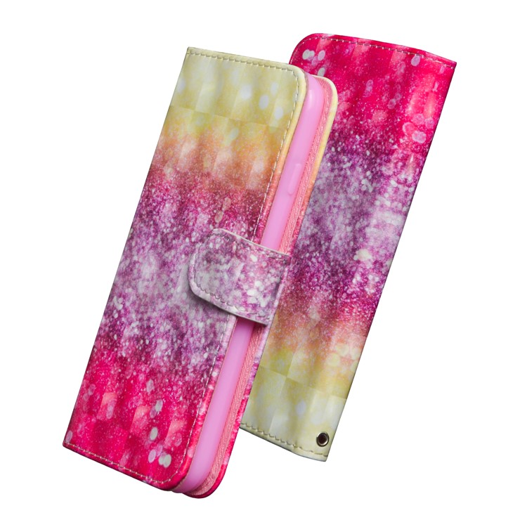 Light Spot Decor Patterned Leather Wallet Stand Case for Motorola Moto G7 - Colorized Pattern-3