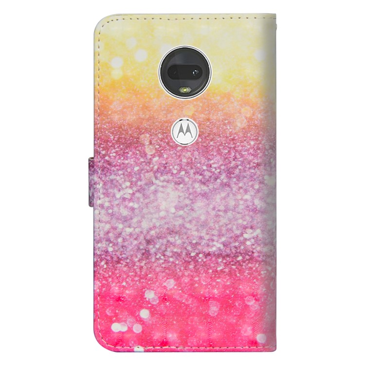 Light Spot Decor Patterned Leather Wallet Stand Case for Motorola Moto G7 - Colorized Pattern-4