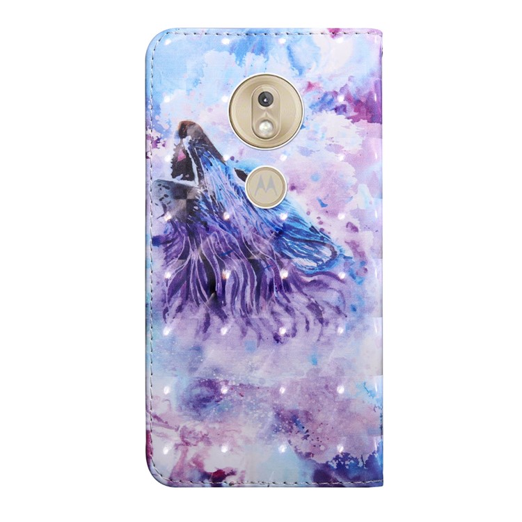 Light Spot Decor Patterned Magnetic Leather Flip Cover for Motorola Moto G7 Play - Howling Wolf-3