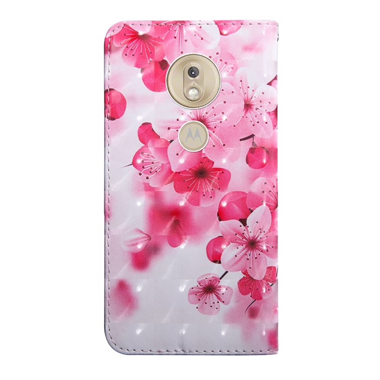 Funda De Luz Con Estampado De Piel Magnética Con Tapa Para Motorola Moto G7 Play - Flor De Melocotón-3