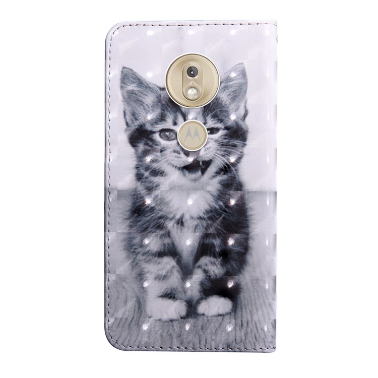Light Spot Decor Patterned Magnetic Leather Flip Cover for Motorola Moto G7 Play - Lovely Cat-3