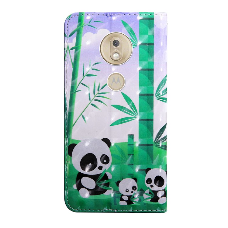 Light Spot Decor Patterned Magnetic Leather Flip Cover for Motorola Moto G7 Play - Pandas-3