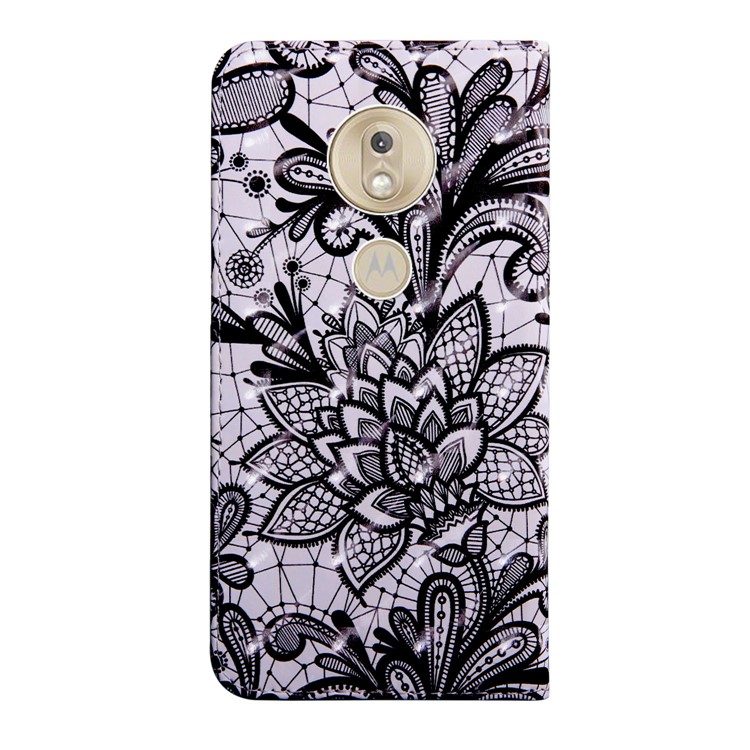 Cubierta De Cuero Magnético De La Decoración De La Decoración De La Decoración Ligera Para MOTOROLA MOTO G7 PLAY - Flor De Encaje-3