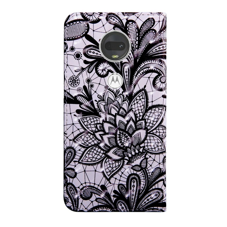 Light Spot Decor Patterned Leather Wallet Case for Motorola Moto G7 / G7 Plus - Lace Flower-3