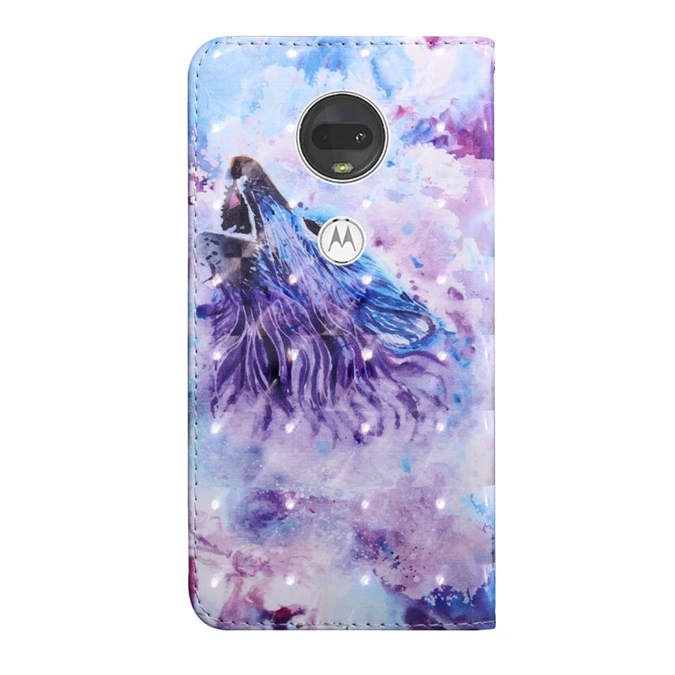 Light Spot Decor Patterned Leather Wallet Case for Motorola Moto G7 / G7 Plus - Howling Wolf-3