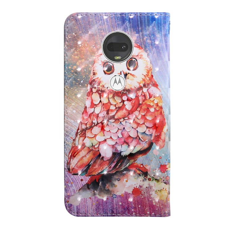 Light Spot Decor Patterned Leather Wallet Case for Motorola Moto G7 / G7 Plus - Owl-3